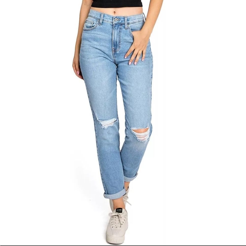 RE GENERATION Solar high rise distressed cropped ankle‎ eco friendly jeans 5/6